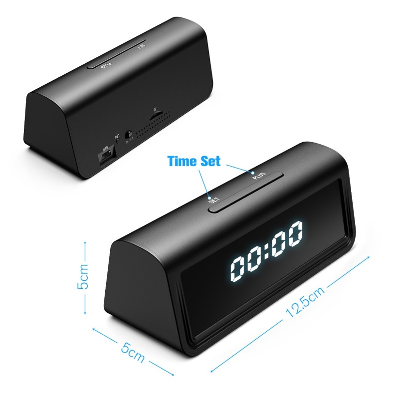Reloj con cámara WiFi Full HD y detección de movimiento