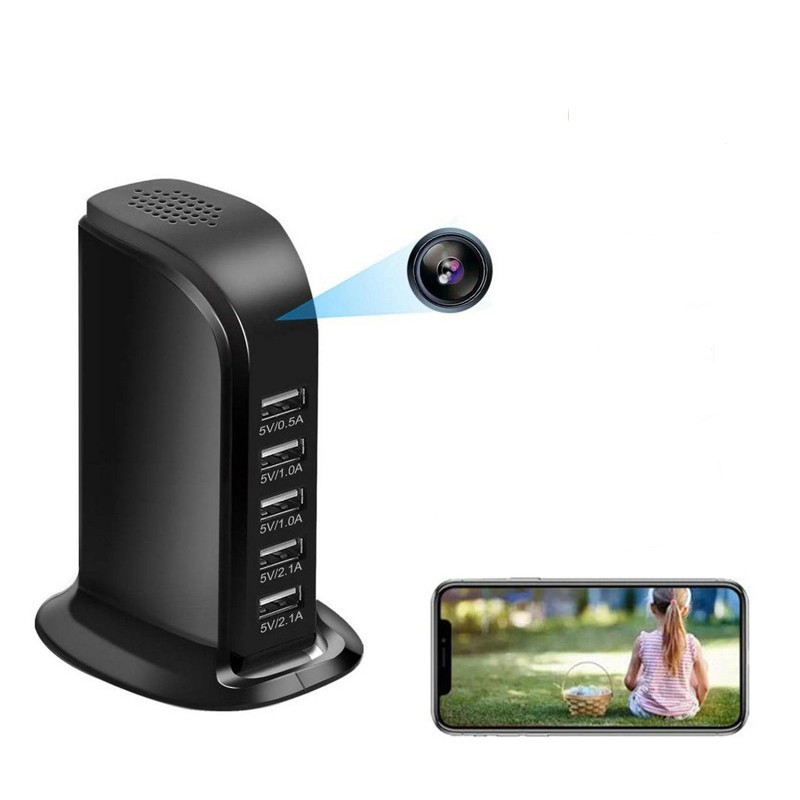 Fotocamera con stazione di ricarica USB accessibile da remoto
